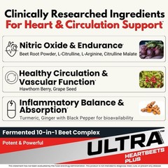 Ultra Research HeartBeets Plus – Beet Root, L-Arginine, L-Citrulline, 10-in-1…