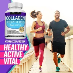 Multi Collagen Peptides tablets 1500mg Type I II III V X 90ct Lux Supplement