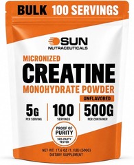Micronized Creatine Monohydrate Powder 500g 1.1 lbs, 100 Servings Bulk Creatine