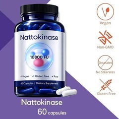 “Nattokinase 10800 FU Supplement, Pack, 60 Capsules, 2 Fast-Acting Support”