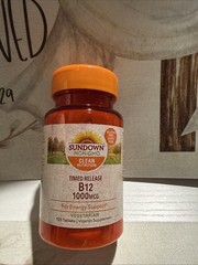 SUNDOWN Timed Release B12 1000 Mcg, For Energy Support – 120 Tabs – Exp 08/26