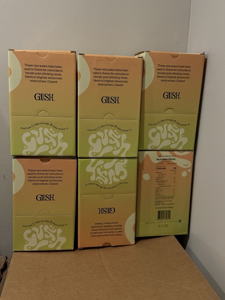 GUSH Korean Pear Juice Drink 24 Pack Hydration Hangover Support Exp July 01 2026