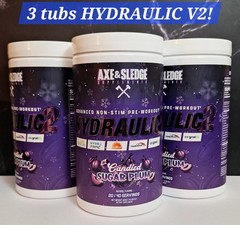 Axe & Sledge HydraulicV2 Non-stim Preworkout, Sugar Plum, 3 Tubs Sealed,10/2026✨