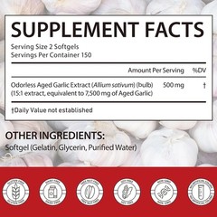 Odorless Garlic 7500mg Per Servings, 300 Softgels | 2 Years Aged Garlic Extra…