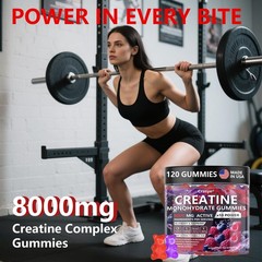 Crasye Creatine Monohydrate Gummies Complex 8000 MG for Men Women, Creatine G…