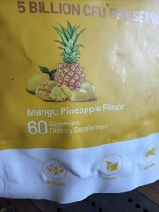 Probióticos Digestivos En 60 Gomitas Sabor a Piña Para Mujer 5 Billones CFU Cada