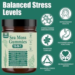 16 in 1 Sea Organic Moss Gummy | Irishmoss Extract 6000Mg | Green Apple Flavor.