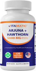 Vitamatic Arjuna 2500mg + Hawthron 2500 mg – 120 Vegetable Capsules