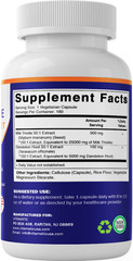 Vitamatic Milk Thistle 50:1 Extract 500mg (25000mg Equivalent), Dandelion Root 5
