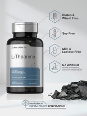 L-Theanine Supplement | 400mg | 120 Powder Capsules | Non-GMO & Gluten Free