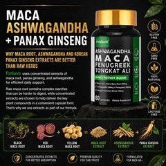 Maca Ashwagandha Panax Ginseng 60 Capsules Supports Desire Stamina Performance