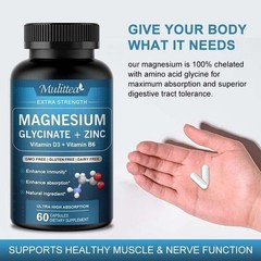 Magnesium Glycinate 500mg For Improved Sleep Stress Anxiety Relief 60 Capsules