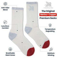 Fiber & Ore Merino Wool Socks for Men: Anti-Odor Copper Socks – Soft, Durable…
