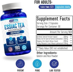 | Essiac Tea Advantage Herbal Supplement | Immune Booster | 180 Capsules 900Mg