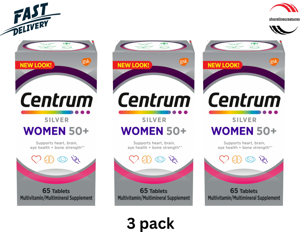 3 Centrum Silver Women 50+ MultiVitamin/Mineral Supplement 65 Each Free Ship