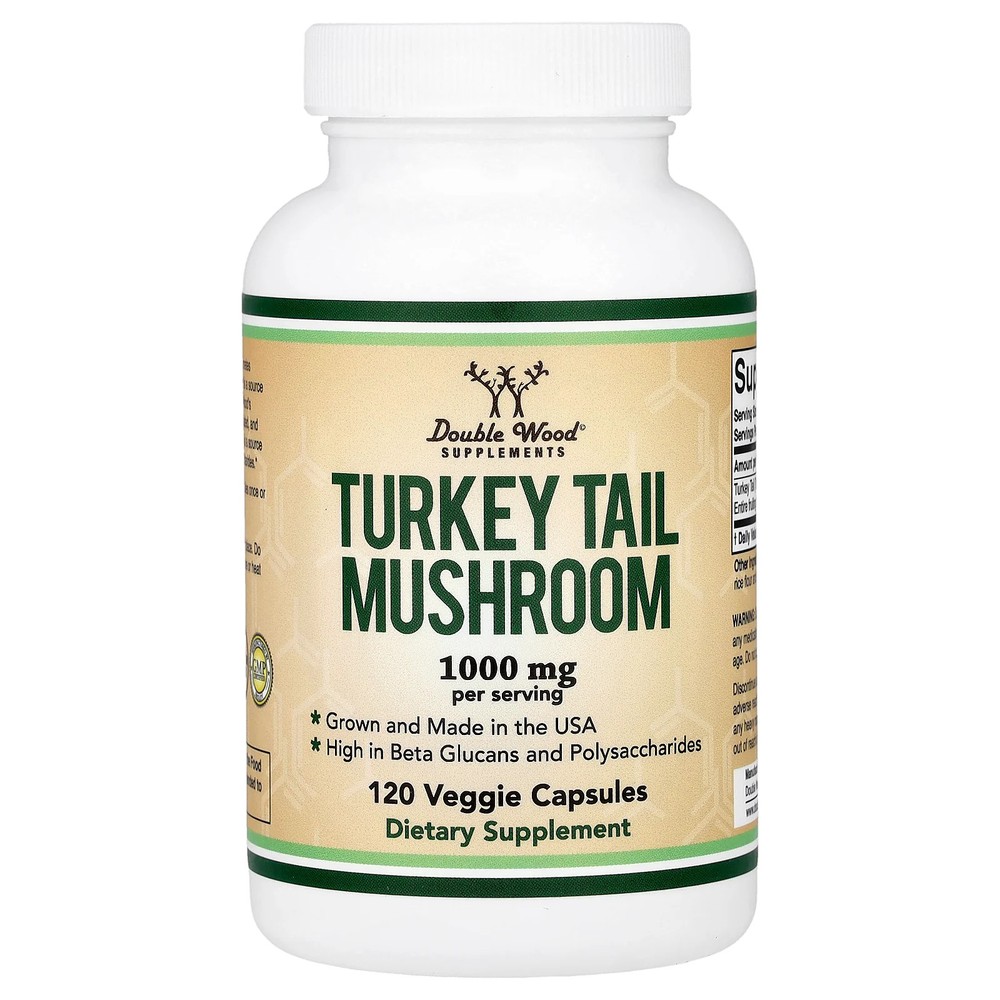 2 X Double Wood Supplements, Turkey Tail Mushroom, 120 Veggie Capsules (500 mg