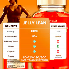 (5 Pack) Jelly Lean Keto ACV Gummys 1000MG Vitamin Formula JellyLean 300 Gummies
