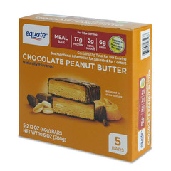 Equate Chocolate Peanut Butter Meal Bar, 5 Ct