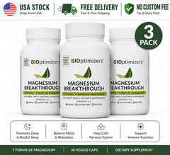 BiOptimizers Magnesium Breakthrough 4.0 7 Forms of Magnesium 60 Caps Pack of 3