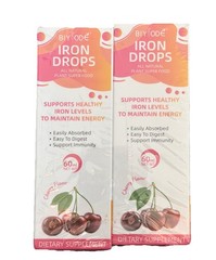 2x-BIYODE Iron Drops All Natural Cherry Flavor Liquid Supplement 60ml