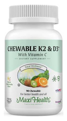 Maxi Health Chewable K2 & D3 with Vitamin C – Cherry Vanilla Flavor – 90 Chewabl