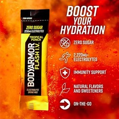 Electrolyte Drink Mix Packets, Tropical Punch, Zero Sugar, Coconut Water Powder,