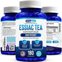| Essiac Tea Advantage Herbal Supplement | Immune Booster | 180 Capsules 900Mg