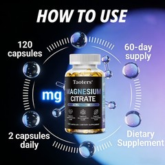 Magnesium Citrate 120 Veg Capsules Taoters Support Nerve Muscle & Heart Health