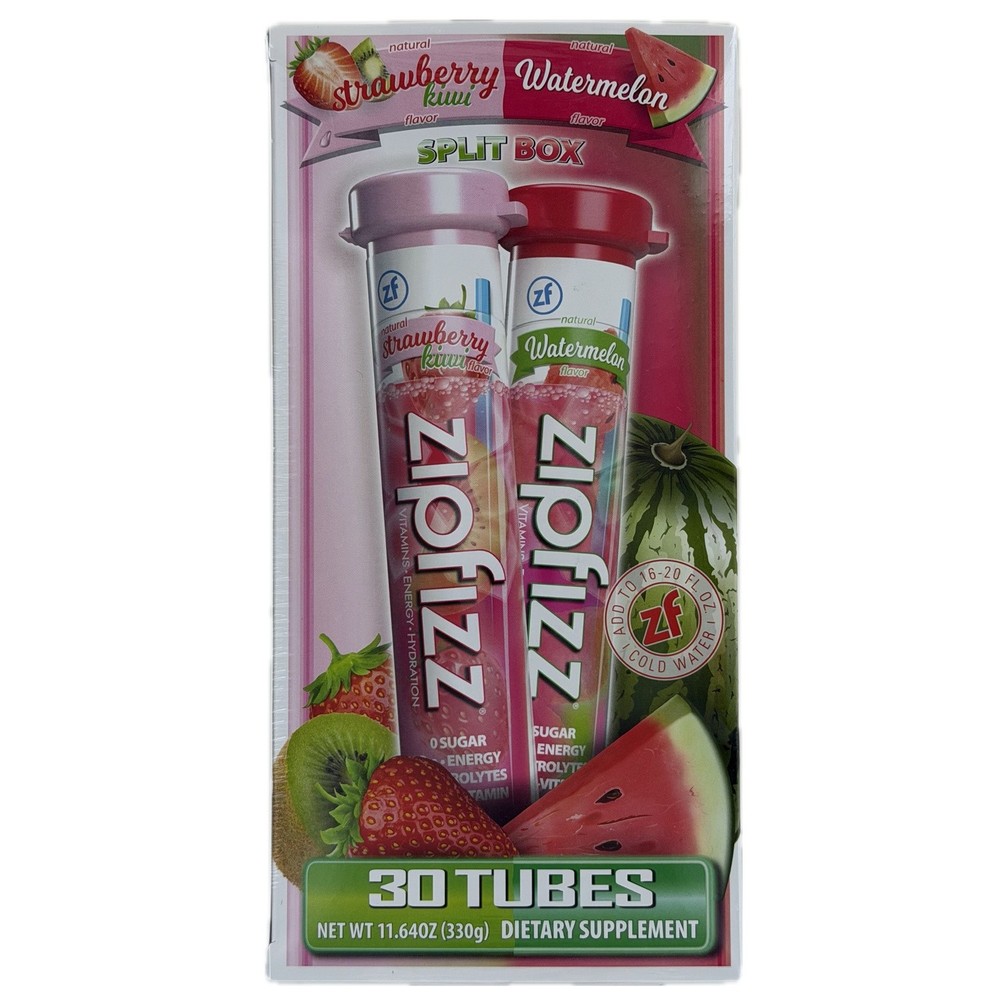 Zipfizz Hydration Drink Mix Variety, Strawberry Kiwi + Watermelon (30 Count)