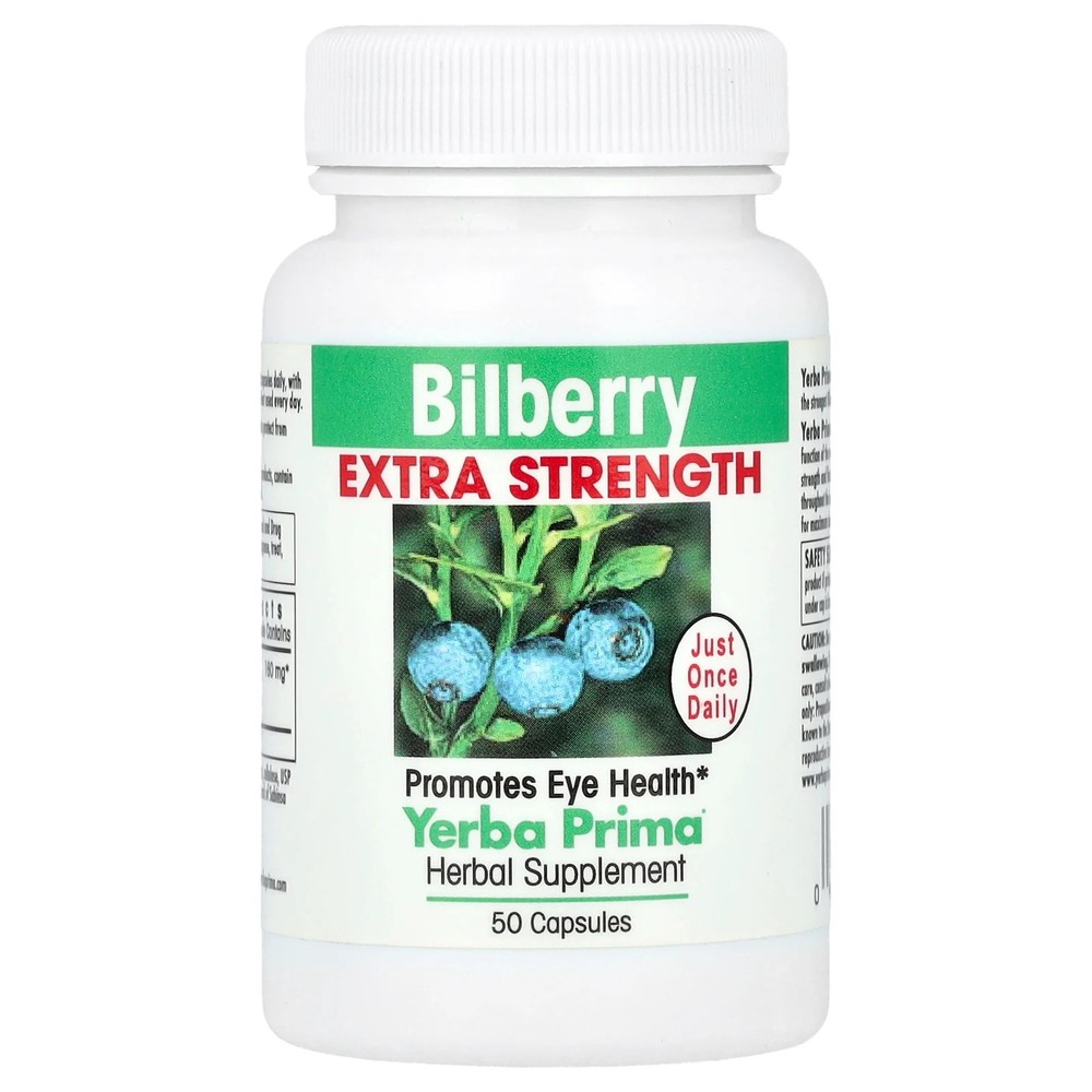 2 X Yerba Prima, Bilberry, 50 Capsules (160 mg per Capsule)