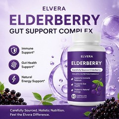 Advanced Elvera Elderberry Gut Support Complex – Organic Black Elderberry Soft C