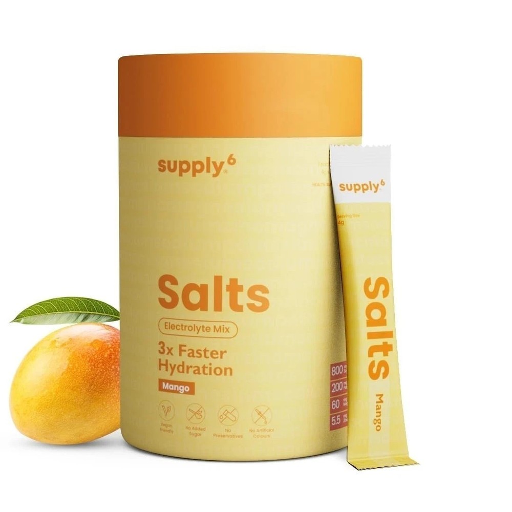 Supply6 Salts | Electrolyte Mix | Zero Added Sugar, (18 Servings, Mango) I654