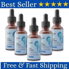 LUV Zen Drops Stress Support with Magnesium Glycinate and Lemon BalM 5 PACK.