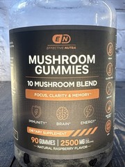 Effective Nutra Mushroom Gummies 2500mg Lions Mane, Reishi, Chaga, Maitake