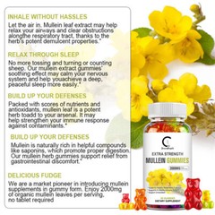 3pcs Organic Mullein Leaf Gummies 60PCS 2000mg,Herbal Natural Dietary Supplement