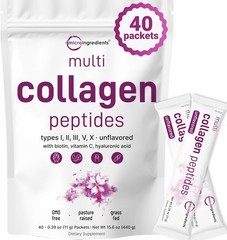 Micro Ingredients Multi Collagen Peptides Powder, 40 Stick Packs | Type I, II…