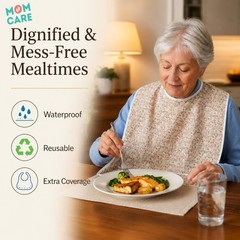 MOM CARE Waterproof Adult Bibs for Elderly | Reusable, Large, Adjustable