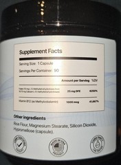 Vocks L-Methylfolate 15mg 5-MTHF + Methyl B12 High Potency Supplement 90 Capsule