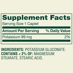Spring Valley Potassium Caplets 99 mg Heart Health 250 Count