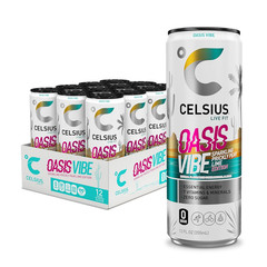 OASIS VIBE Sparkling Prickly Pear Lime, Sugar Free Energy Drink, 12 Fl Oz (Pack