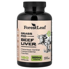 2 X Forest Leaf, Grass Fed Beef Liver, 180 Capsules (750 mg per Capsule)