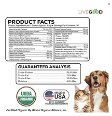 Livegood USDA Certified Organic Pet Multi-Vitamin 4.8oz Cat Dog Healthy Skin Coa