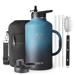 Topre 64oz Water Bottle Insulated with 64 Ounces, Indigo Black Handle