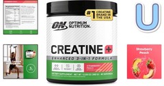 Hydration & Strength Booster: Creatine Monohydrate Strawberry Peach, 40 Servings