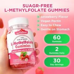 Softbear L-Methylfolate Gummies 15Mg For Kids Adults Organic Methylfolate