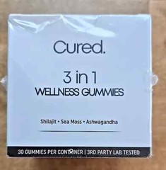 Cured 3 in 1 Wellness Gummies Shilajit, Sea Moss, Ashwagandha, 30 ea. Exp 11/26