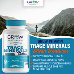 Multi Mineral Supplement | 100 TABLETS | Iron Free | Non-GMO | by GROW VITAMIN
