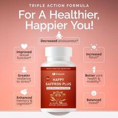 Saffron Supplements With Saffron Flower Extract, Curcumin & Zinc For Mood, Memor