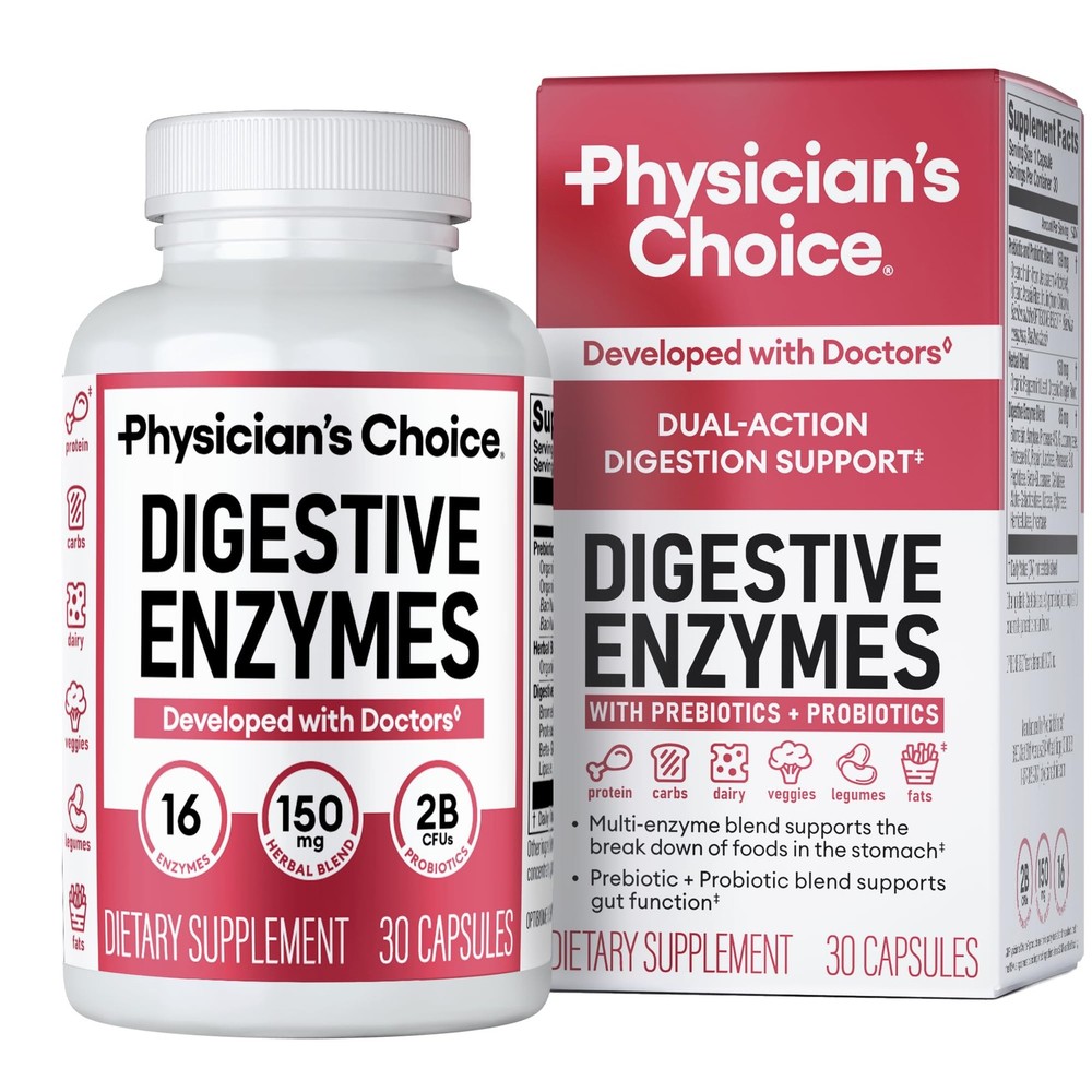 Physician’s CHOICE Digestive Enzymes for Bloating & 30 Count (Pack of 1)