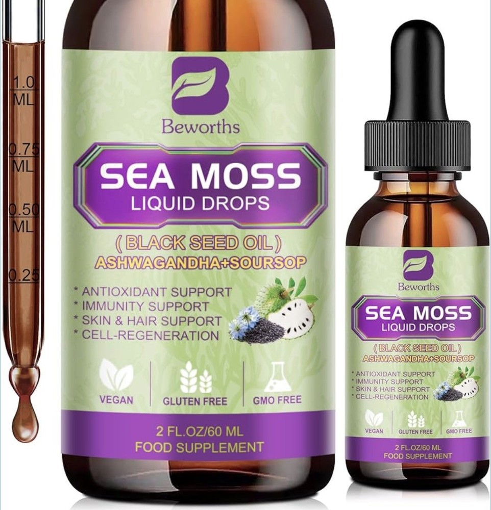 Sealed Beworths Sea Moss Liquid Drops Soursop 2 Fl Oz Sealed Exp:12/26